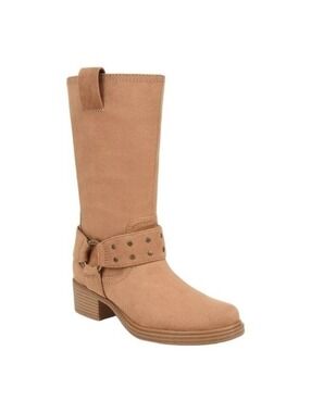 Zodiac Women's Tan Jolie Moto Studded Mid-Calf Boots Size 5.5M